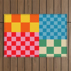 Blocks of Mixed Checkered Colorful Plaids geometric pattern Outdoor Rug Gallery Image 1