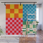 Blocks of Mixed Checkered Colorful Plaids geometric pattern Wall Mural Gallery Image 1