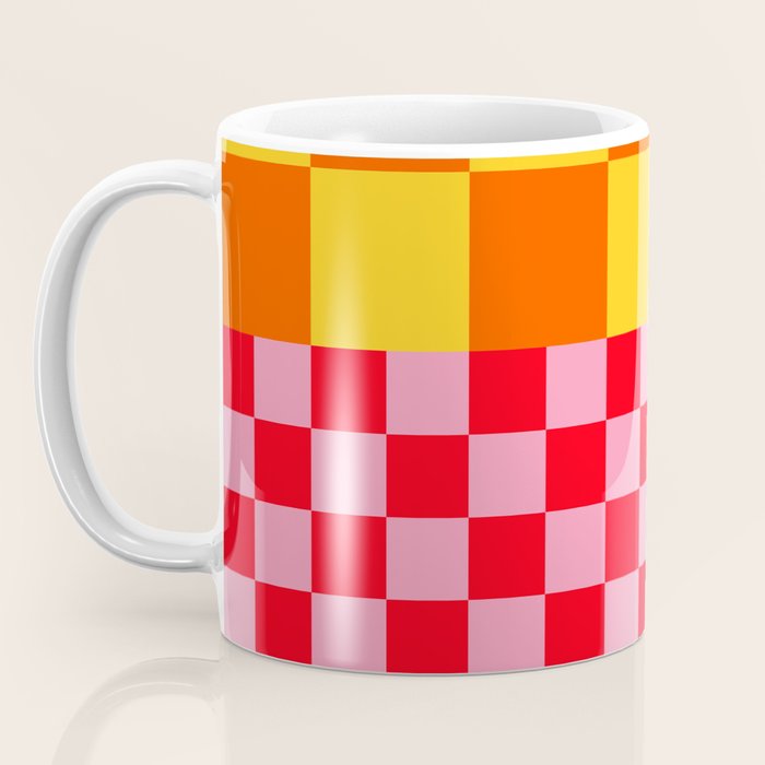 Blocks of Mixed Checkered Colorful Plaids geometric pattern Coffee Mug Gallery Image 3