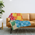 Blocks of Mixed Checkered Colorful Plaids geometric pattern Throw Blanket Gallery Image 1