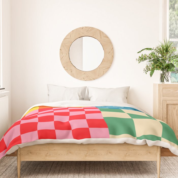 Blocks of Mixed Checkered Colorful Plaids geometric pattern Duvet Cover Gallery Image 3