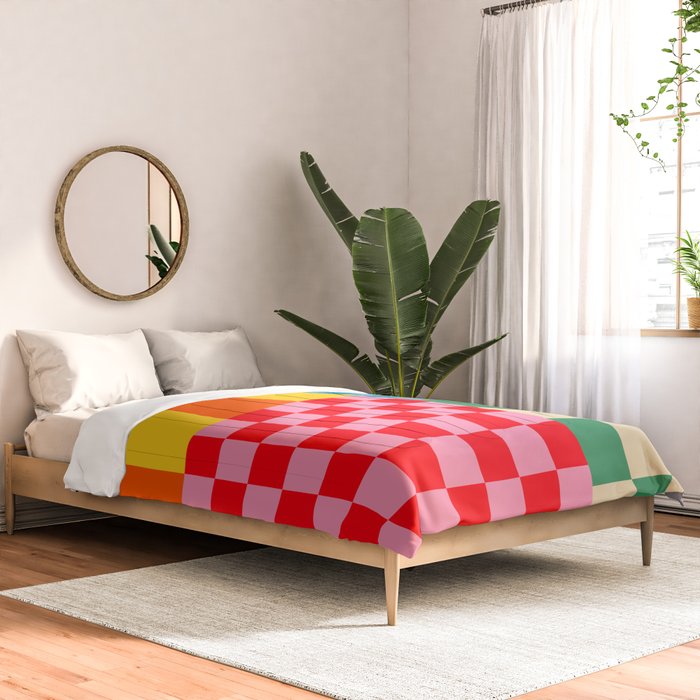 Blocks of Mixed Checkered Colorful Plaids geometric pattern Comforter Gallery Image 2