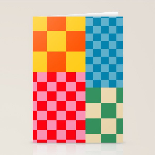 Blocks of Mixed Checkered Colorful Plaids geometric pattern Stationery Card Gallery Image 1