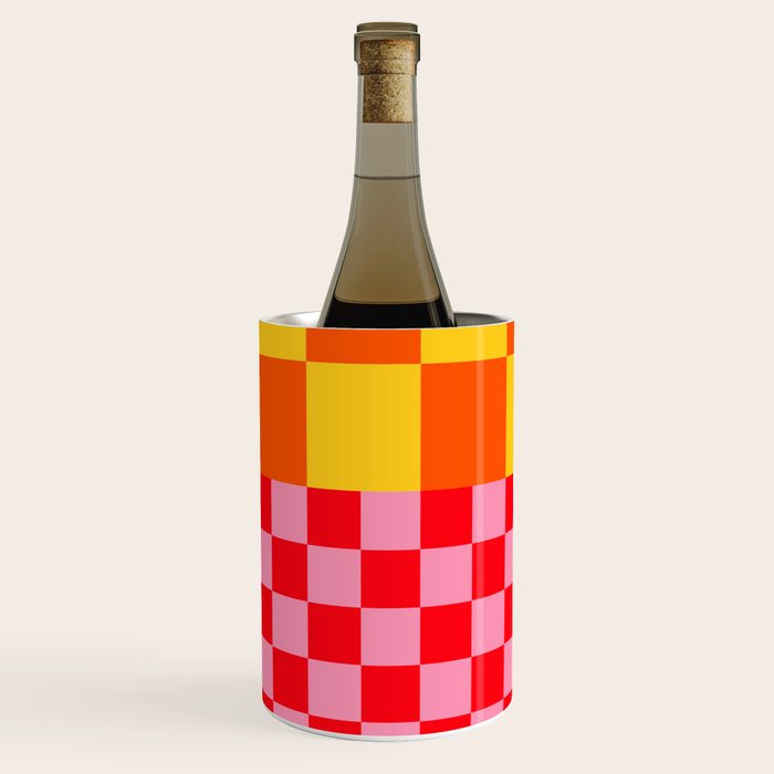 Blocks of Mixed Checkered Colorful Plaids geometric pattern Wine Chiller Gallery Image 2