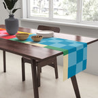 Blocks of Mixed Checkered Colorful Plaids geometric pattern Table Runner Gallery Image 2