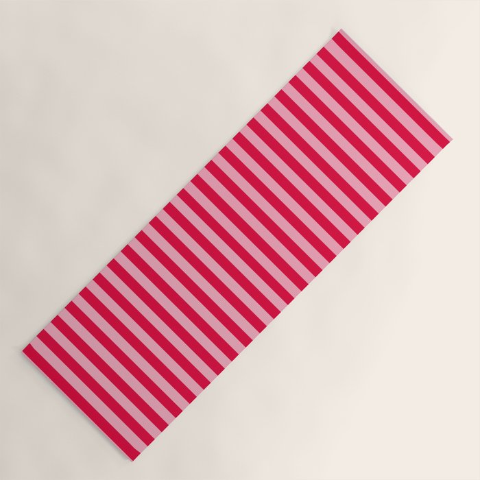 Retro, Beach, Colorful Stripes, Pink and Red Yoga Mat Gallery Image 1