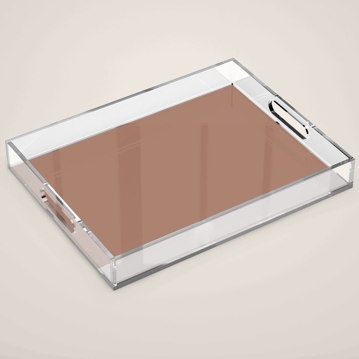 Minimalist Mocha Color Block Simple Striped Solid Acrylic Tray Gallery Image 1