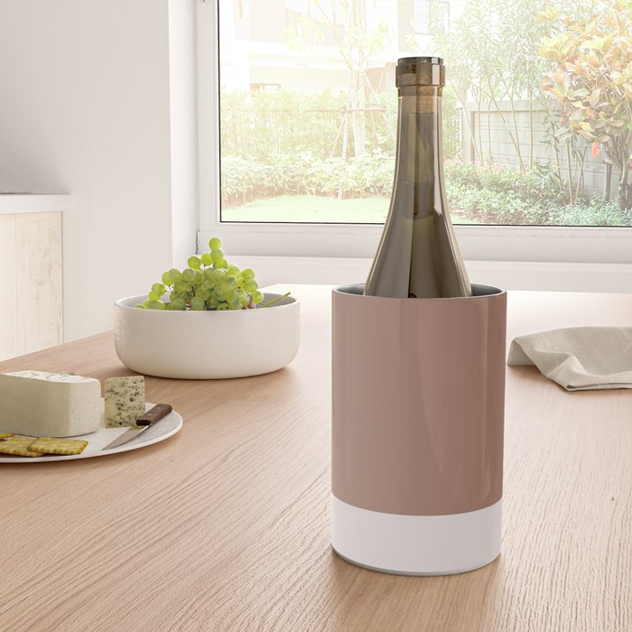 Minimalist Mocha Color Block Simple Striped Solid Wine Chiller Gallery Image 4