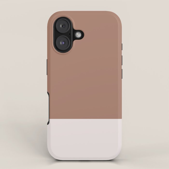 Minimalist Mocha Color Block Simple Striped Solid iPhone Case Gallery Image 1