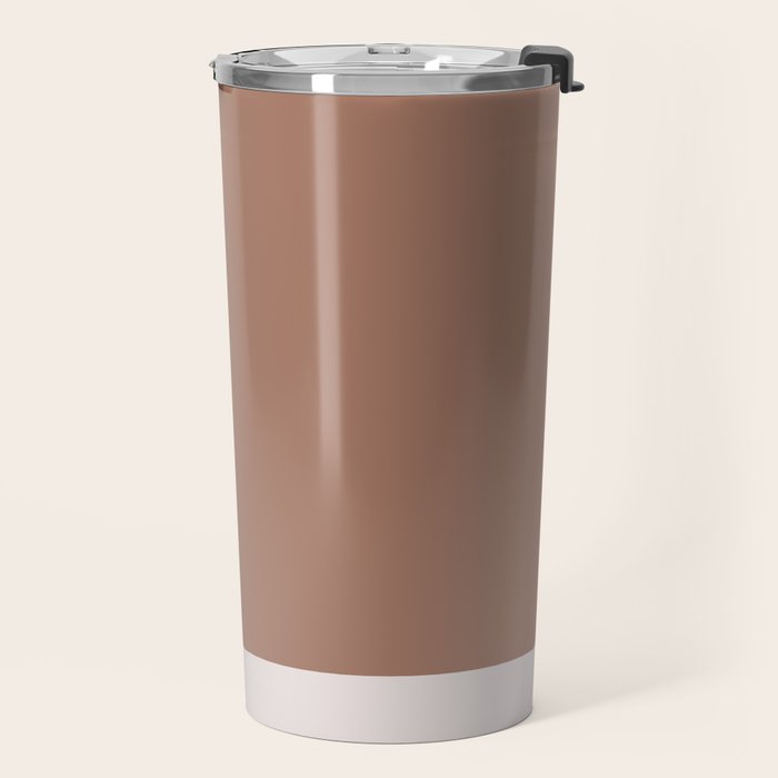 Minimalist Mocha Color Block Simple Striped Solid Travel Mug Gallery Image 2