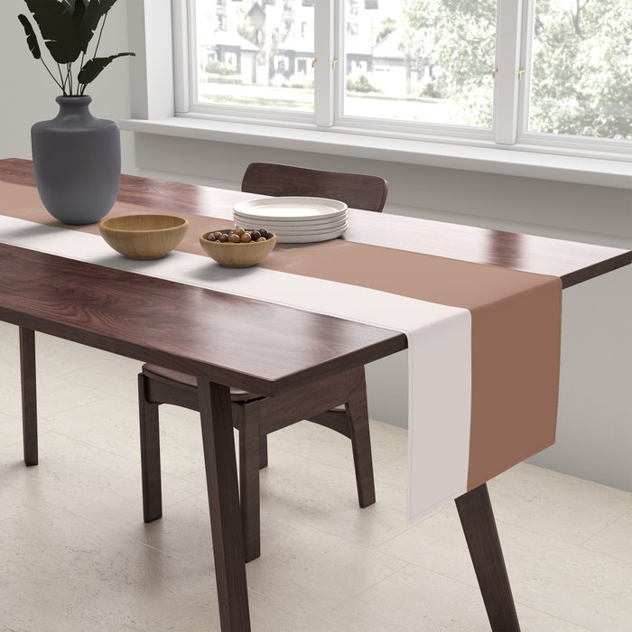 Minimalist Mocha Color Block Simple Striped Solid Table Runner Gallery Image 2
