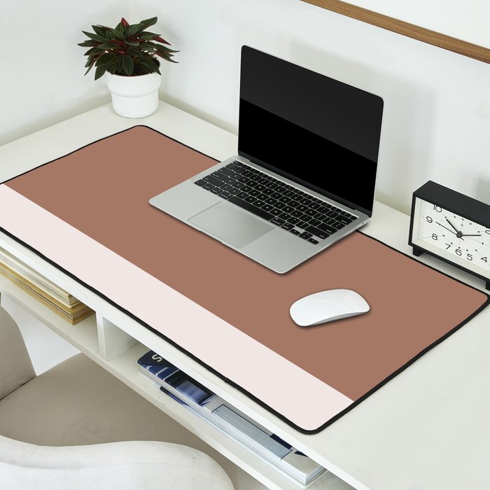 Minimalist Mocha Color Block Simple Striped Solid Desk Mat Gallery Image 2