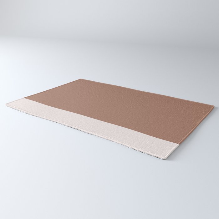 Minimalist Mocha Color Block Simple Striped Solid Rug Gallery Image 3