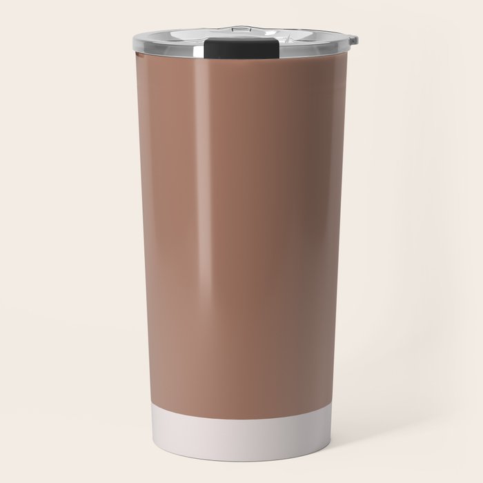 Minimalist Mocha Color Block Simple Striped Solid Travel Mug Gallery Image 1