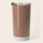 Minimalist Mocha Color Block Simple Striped Solid Travel Mug Gallery Image 3