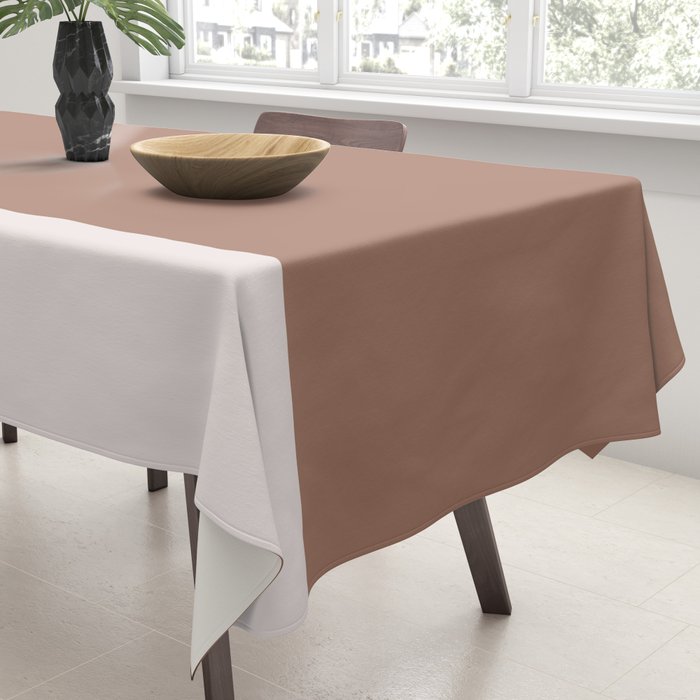 Minimalist Mocha Color Block Simple Striped Solid Tablecloth Gallery Image 3