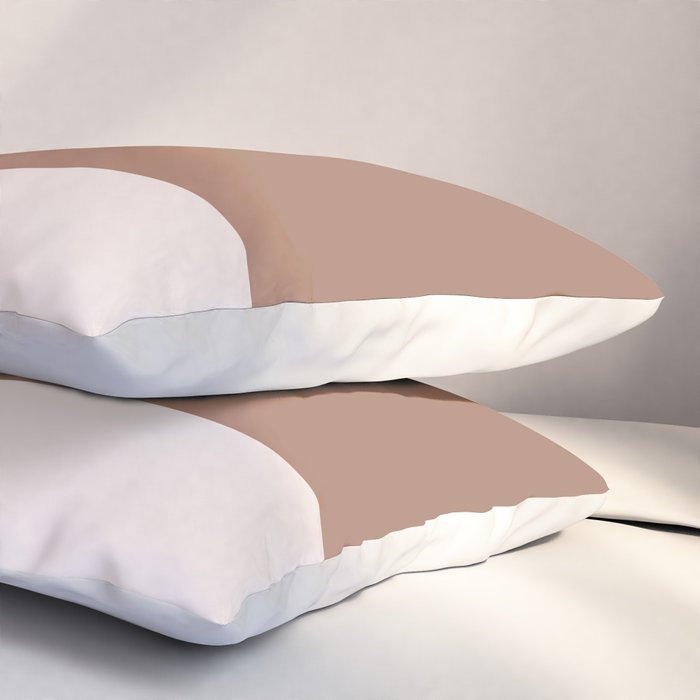 Minimalist Mocha Color Block Simple Striped Solid Pillow Sham Gallery Image 3