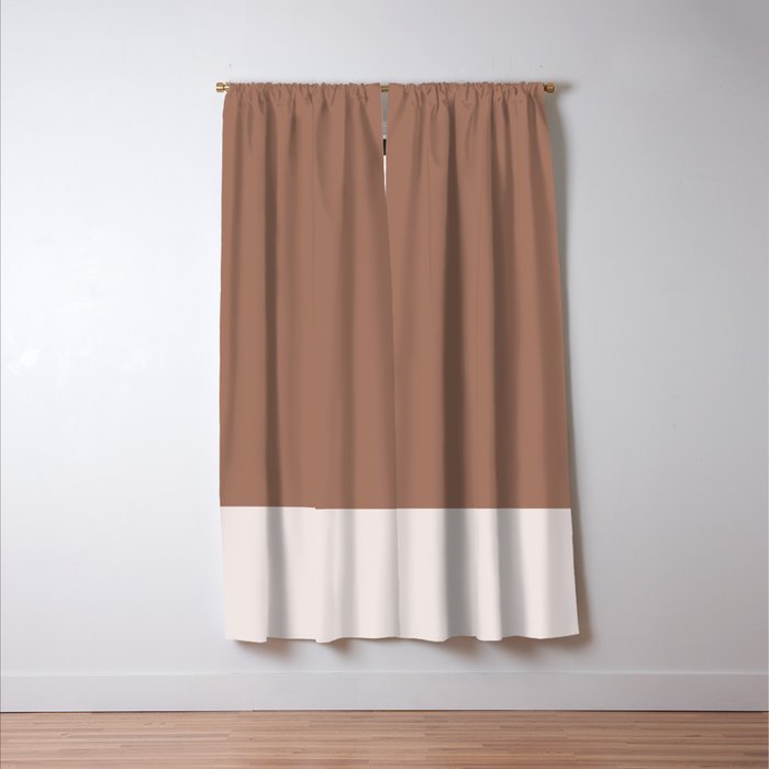 Minimalist Mocha Color Block Simple Striped Solid Window Curtain Gallery Image 3