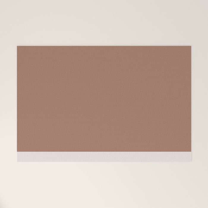 Minimalist Mocha Color Block Simple Striped Solid Welcome Mat Gallery Image 1