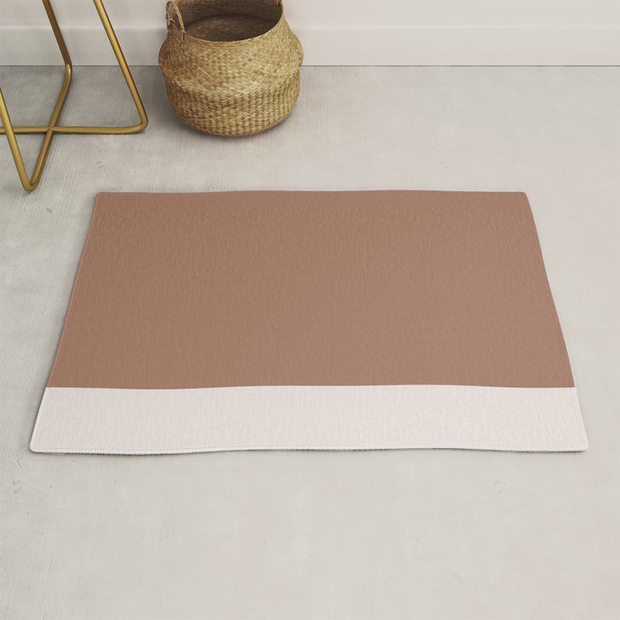 Minimalist Mocha Color Block Simple Striped Solid Rug Gallery Image 1