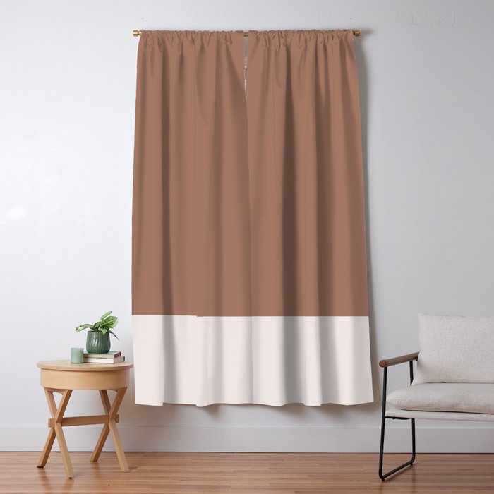 Minimalist Mocha Color Block Simple Striped Solid Window Curtain Gallery Image 1
