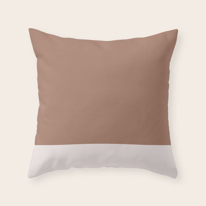 Minimalist Mocha Color Block Simple Striped Solid Throw Pillow Gallery Image 6