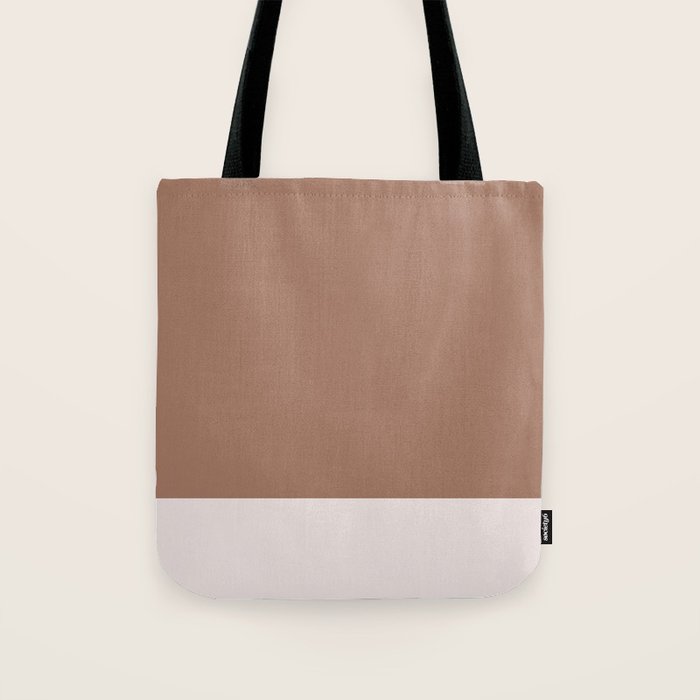 Minimalist Mocha Color Block Simple Striped Solid Tote Bag Gallery Image 1
