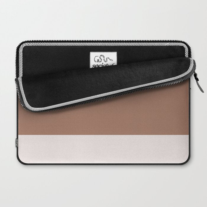 Minimalist Mocha Color Block Simple Striped Solid Laptop Sleeve Gallery Image 2