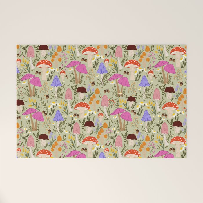 Colourful mushrooms, flowers and berries illustration  Welcome Mat Gallery Image 1