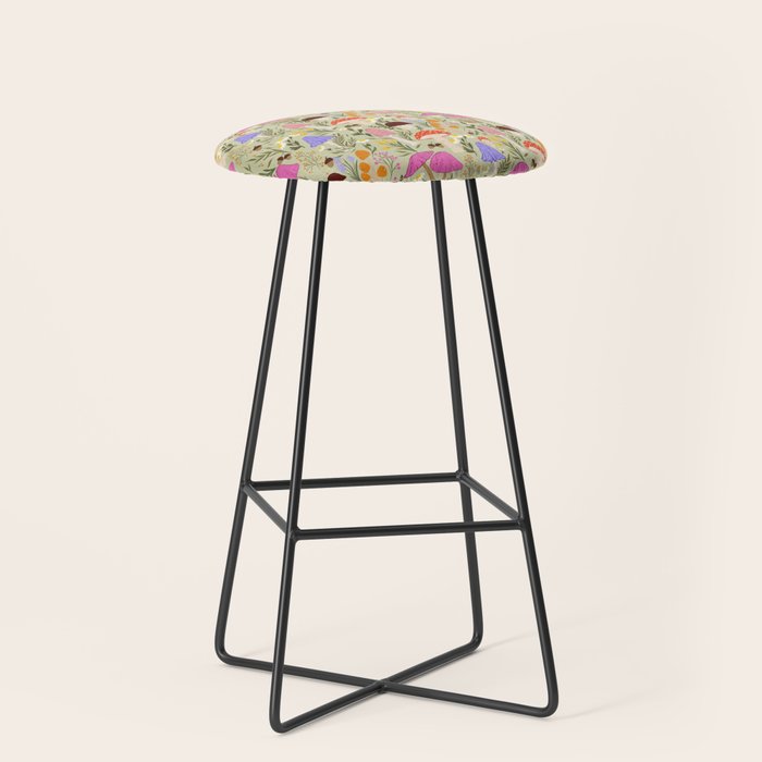 Colourful mushrooms, flowers and berries illustration  Stool Gallery Image 1