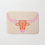 Floral Longhorn - Pink and Orange Bath Mat Gallery Image 1