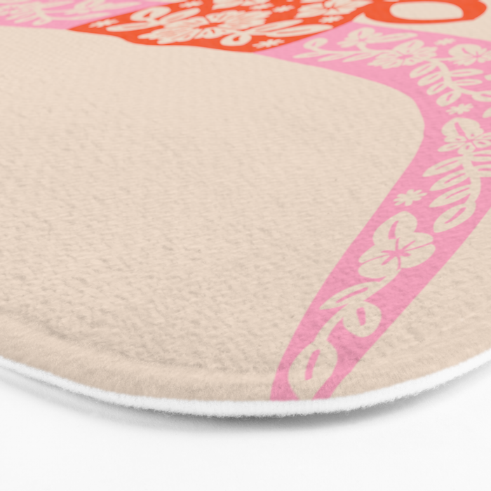 Floral Longhorn - Pink and Orange Bath Mat Gallery Image 3