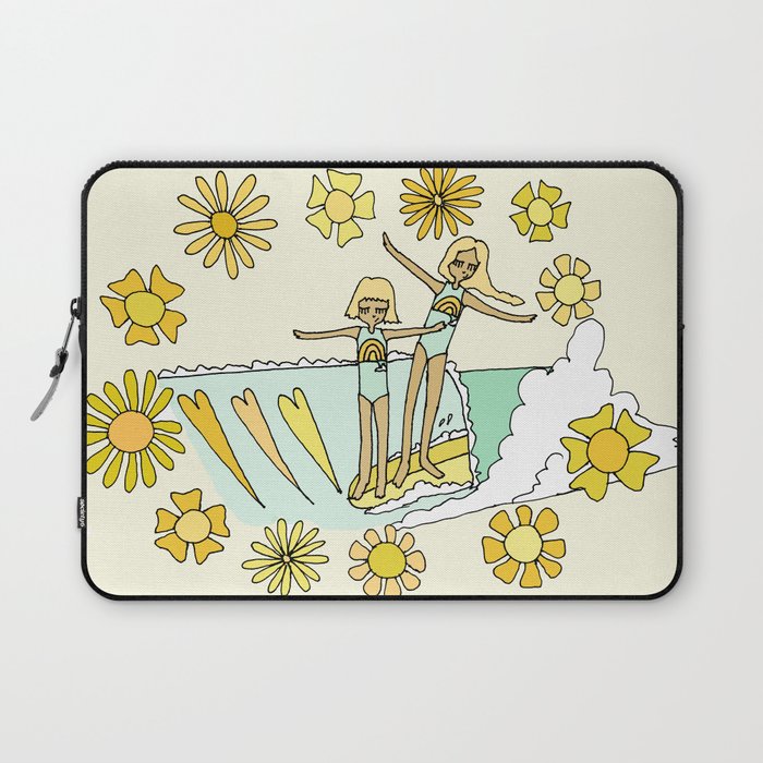 surfs up little ones // retro surf art by surfy birdy Laptop Sleeve Gallery Image 1