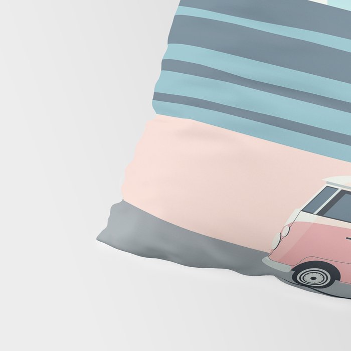 Surfer Graphic Beach Palm-Tree Camper-Van Art Pillow Sham Gallery Image 4