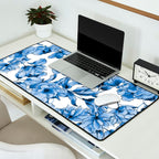 Abstract watercolor navy blue white floral illustration Desk Mat Gallery Image 2