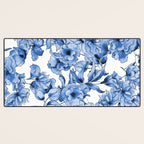 Abstract watercolor navy blue white floral illustration Desk Mat Gallery Image 3