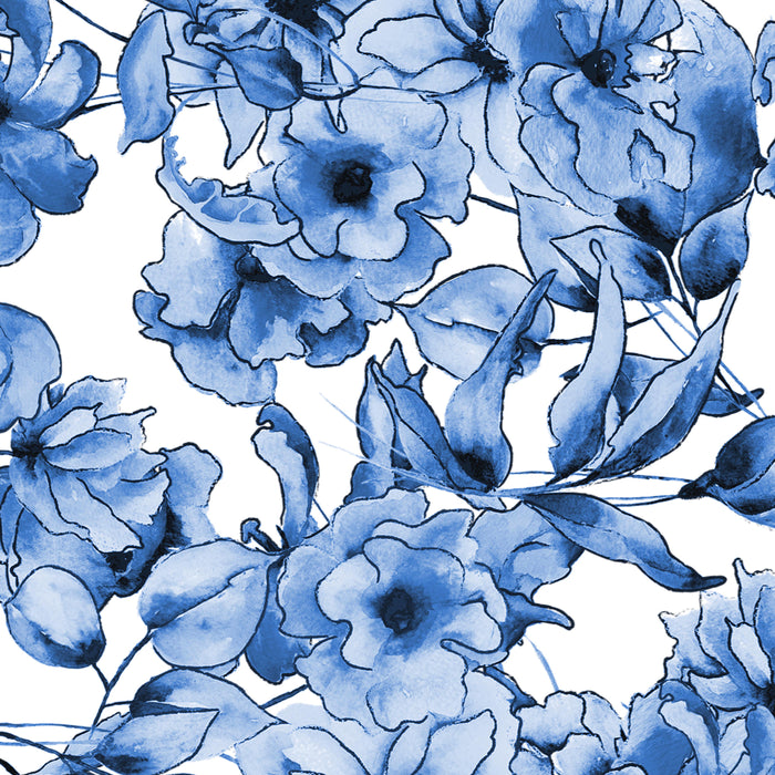 Abstract watercolor navy blue white floral illustration Coffee Mug Gallery Image 2