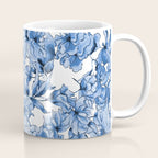 Abstract watercolor navy blue white floral illustration Coffee Mug Gallery Image 1