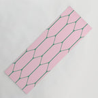 Pink and Green Long Honeycomb Minimalist Geometric Pattern Yoga Mat Gallery Image 1