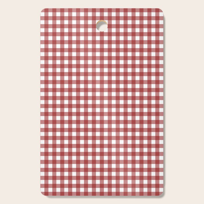 Gingham Plaid Checkered Pattern in Cherry Red and White Cutting Board Gallery Image 1