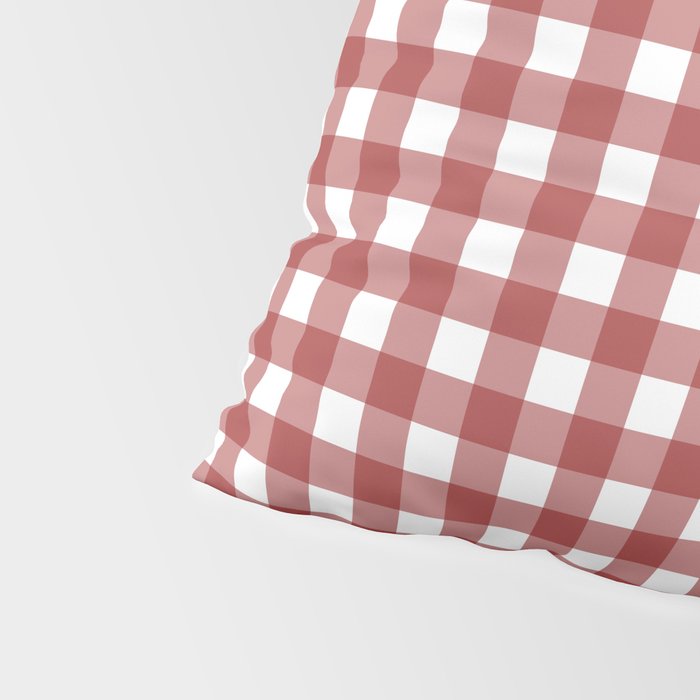 Gingham Plaid Checkered Pattern in Cherry Red and White Pillow Sham Gallery Image 4