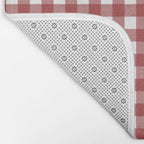 Gingham Plaid Checkered Pattern in Cherry Red and White Bath Mat Gallery Image 2