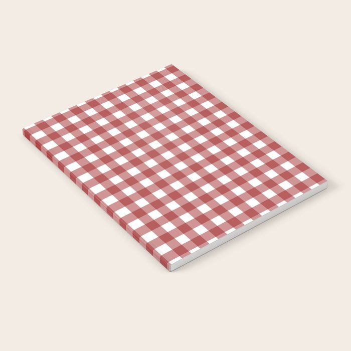 Gingham Plaid Checkered Pattern in Cherry Red and White Notebook Gallery Image 2