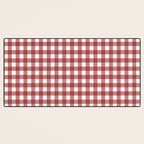 Gingham Plaid Checkered Pattern in Cherry Red and White Desk Mat Gallery Image 3