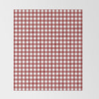 Gingham Plaid Checkered Pattern in Cherry Red and White Throw Blanket Gallery Image 2