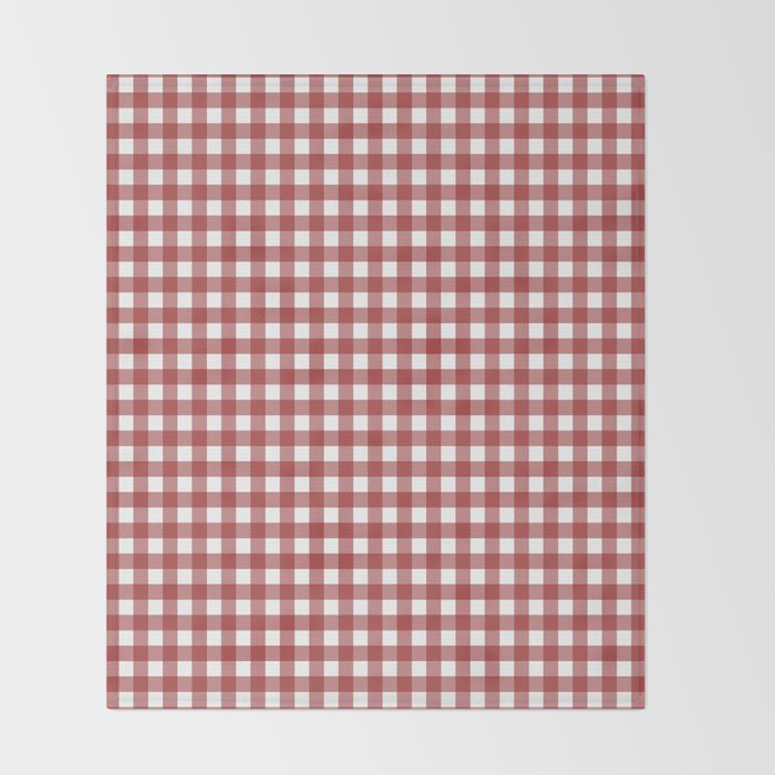 Gingham Plaid Checkered Pattern in Cherry Red and White Throw Blanket Gallery Image 2