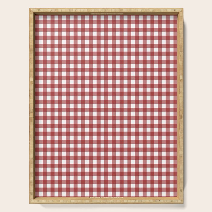 Gingham Plaid Checkered Pattern in Cherry Red and White Serving Tray Gallery Image 1