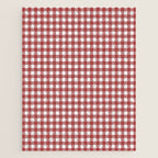 Gingham Plaid Checkered Pattern in Cherry Red and White Jigsaw Puzzle Gallery Image 1