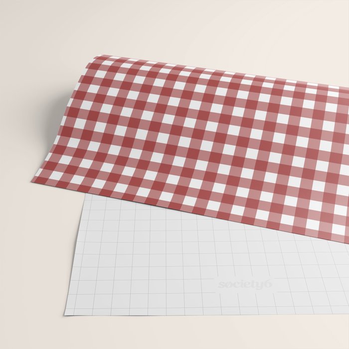 Gingham Plaid Checkered Pattern in Cherry Red and White Wrapping Paper Gallery Image 2