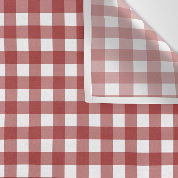 Gingham Plaid Checkered Pattern in Cherry Red and White Wall Tapestry Gallery Image 3